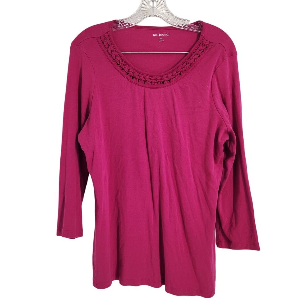Kim Rogers Pink Cotton Top Womens Size Extra Large XL